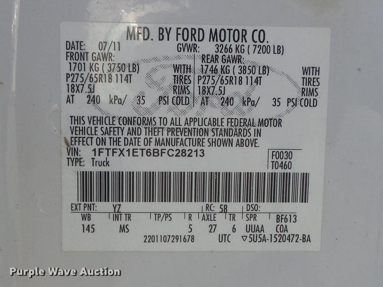 image for item DB6322 2011 Ford F150 XLT SuperCab pickup truck