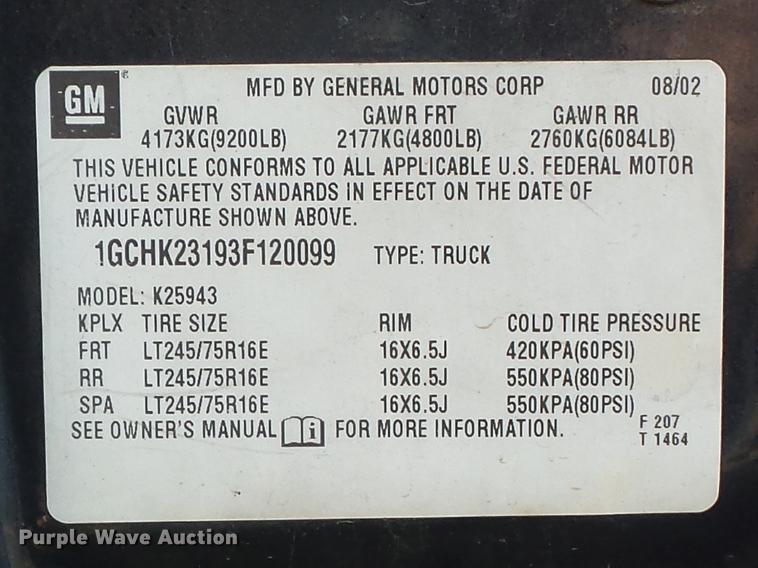 image for item DB6329 2003 Chevrolet Silverado 2500HD Crew Cab pickup truck