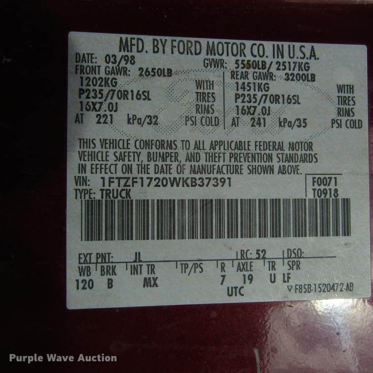 image for item DC0003 1998 Ford F150 pickup truck