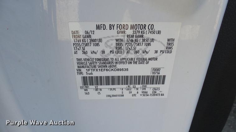 image for item DC1894 2012 Ford F150 SuperCab pickup truck