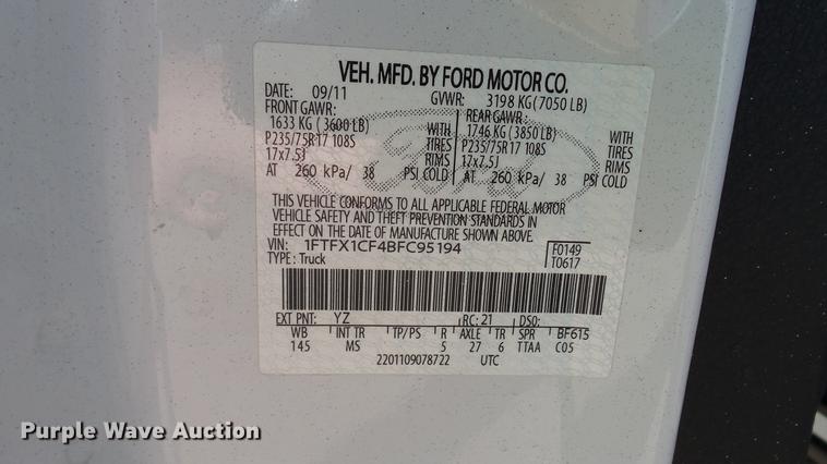 image for item DC2526 2011 Ford F150 SuperCab pickup truck