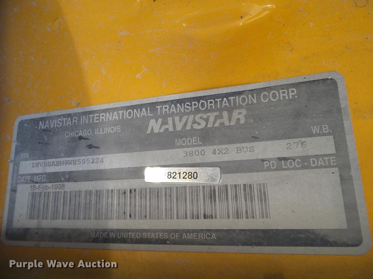 image for item DC7960 1998 International 3800 Amtran school bus