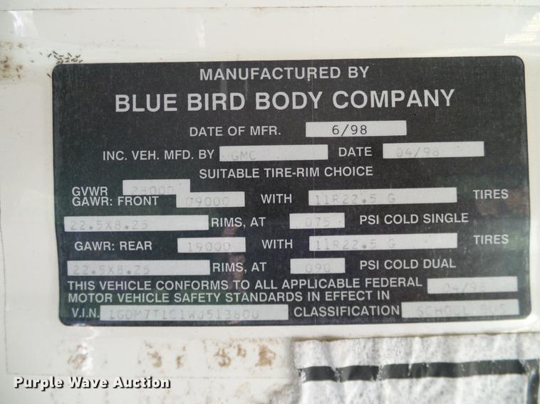 image for item DC7964 1999 GMC Blue Bird school bus