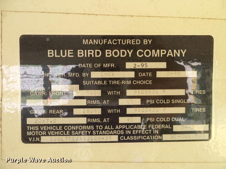image for item DC7967 1995 Chevrolet Blue Bird school bus