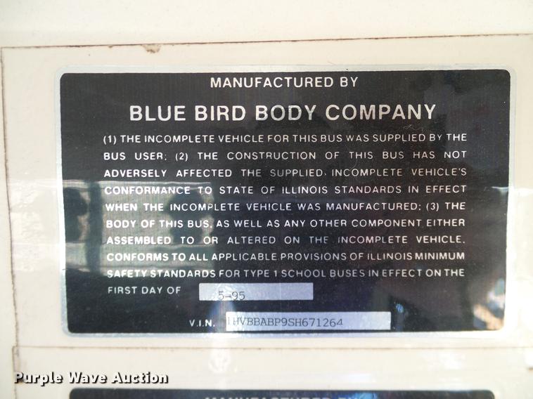 image for item DC7971 1995 International 3800 Blue Bird school bus