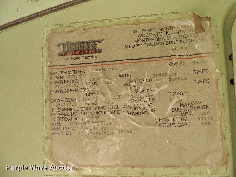 image for item DC7974 1997 International 3800 Thomas school bus