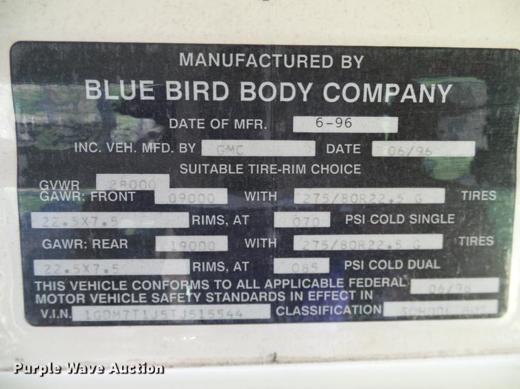 image for item DC7975 1996 GMC Blue Bird school bus