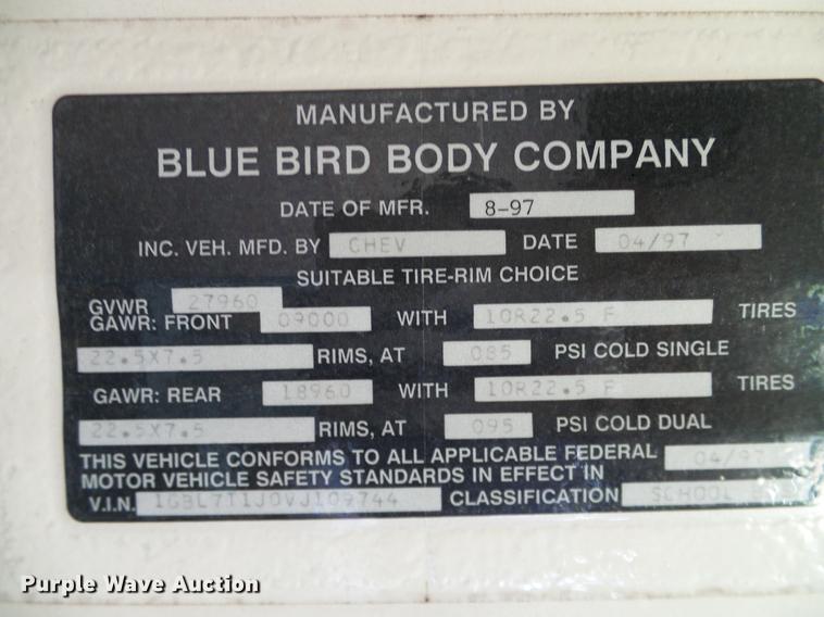 image for item DC7978 1997 Chevrolet Blue Bird school bus