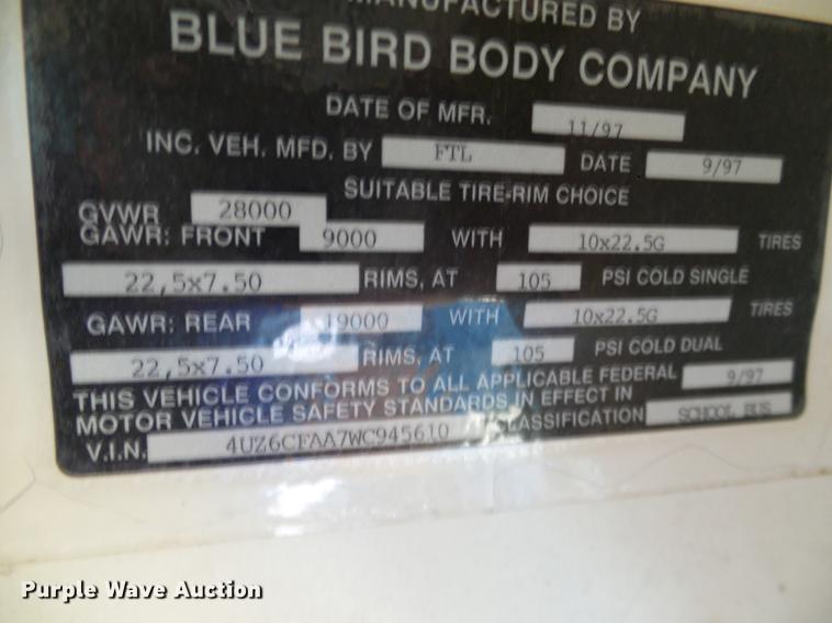 image for item DC7981 1998 Freightliner FS65 Blue Bird school bus