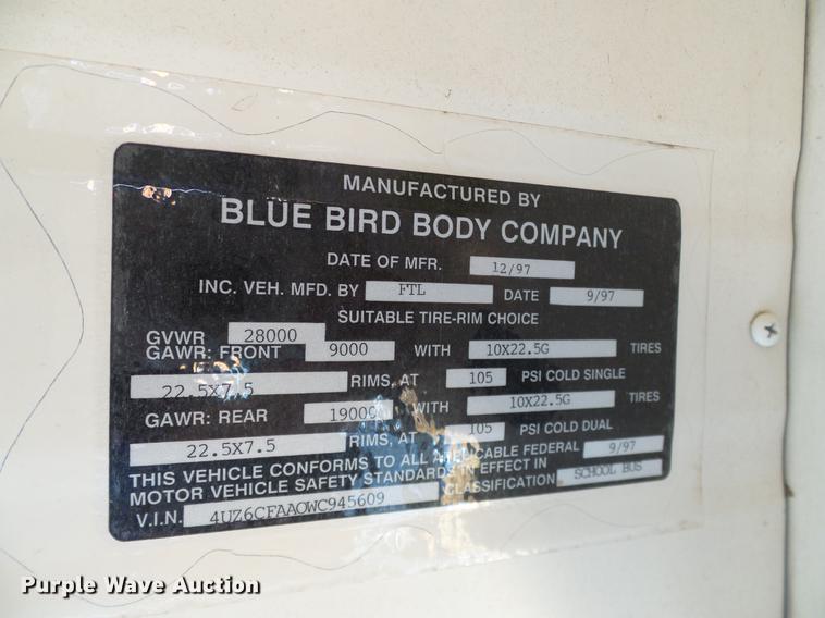 image for item DC7982 1998 Freightliner FS65 Blue Bird school bus