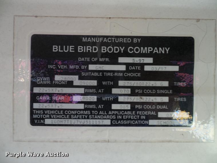 image for item DC7986 1997 GMC Blue Bird school bus