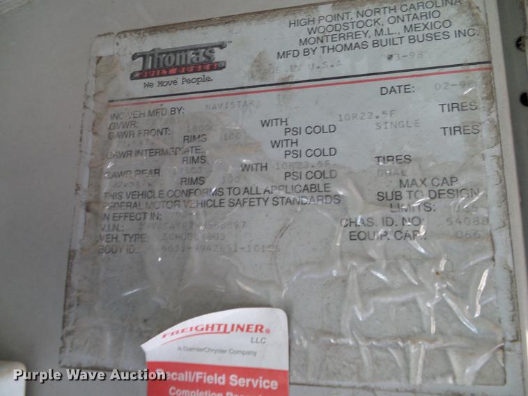 image for item DC7991 1998 International 3800 Thomas school bus