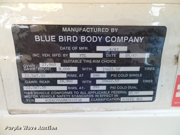 image for item DC7997 1998 Freightliner FS65 Blue Bird school bus