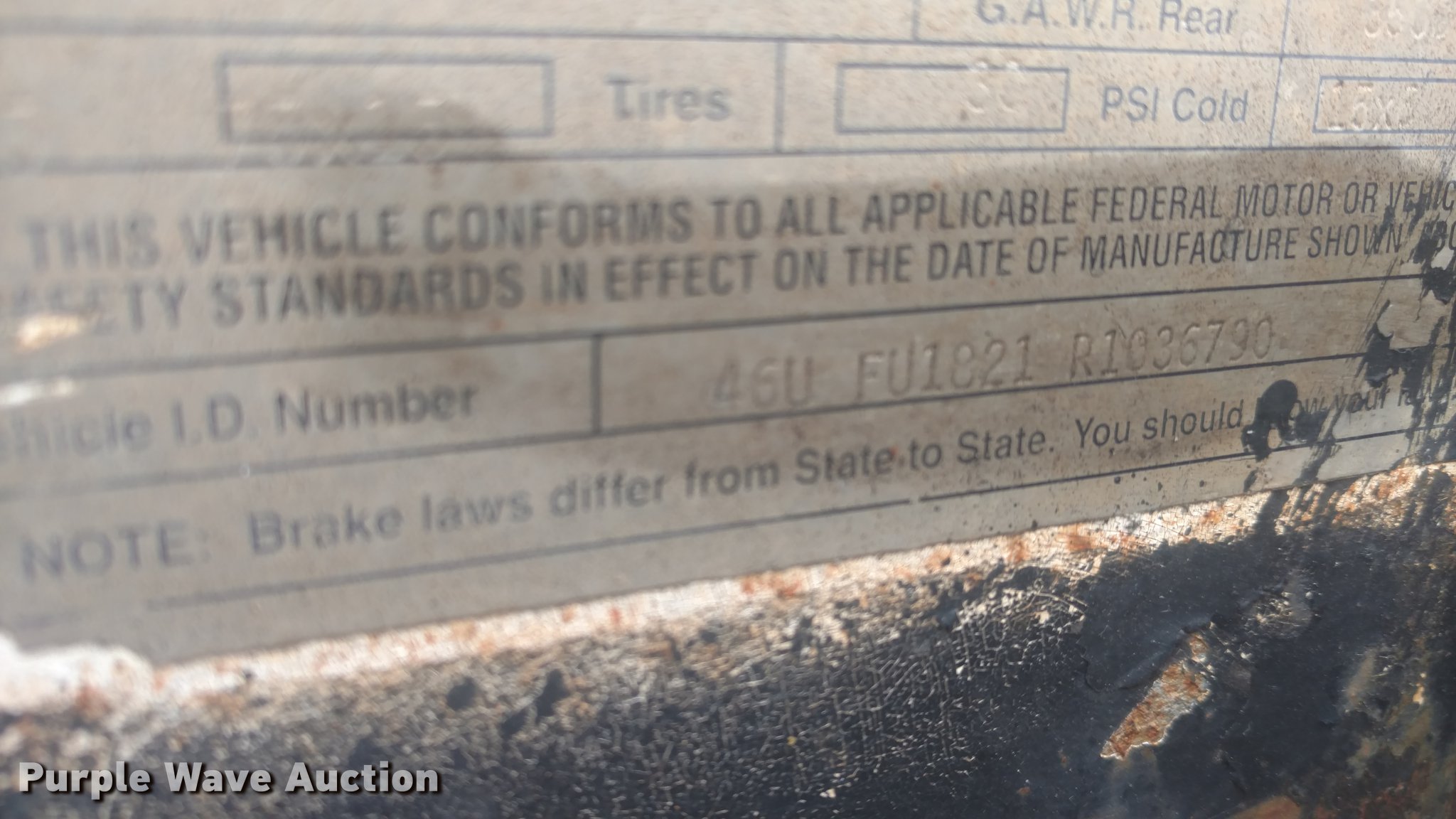 1994 DCTT equipment trailer in Augusta, KS Item DF9837 sold Purple Wave