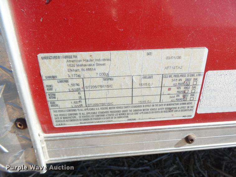 image for item DB9925 2006 American enclosed cargo trailer