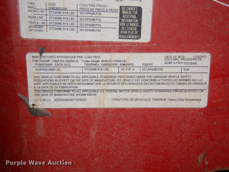 image for item DC5981 2015 Load Trail Load Max equipment trailer