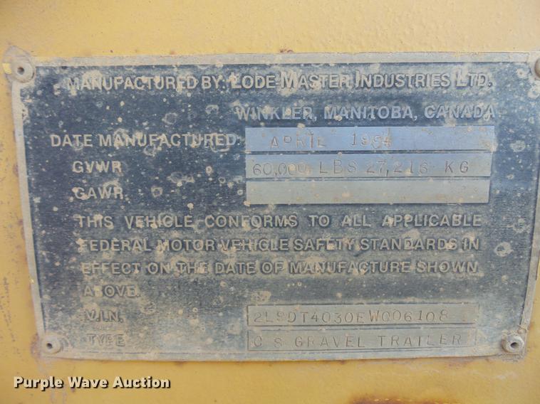image for item DV9514 1984 Lode-Master CS bottom dump trailer