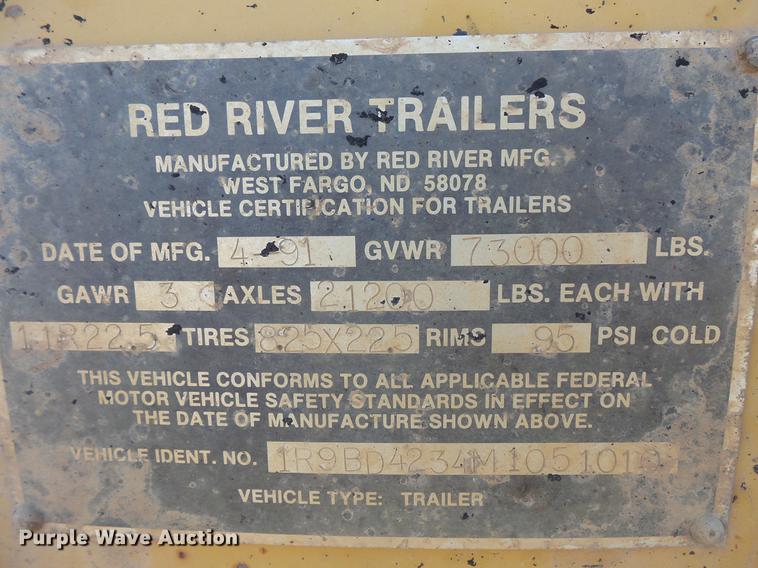 image for item DV9516 1991 Red River bottom dump trailer