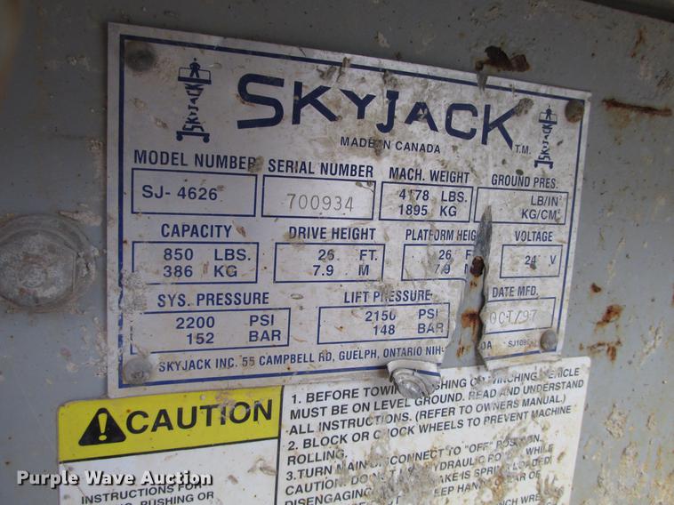 image for item DX9254 1997 Sky Jack SJ-4626 scissor lift