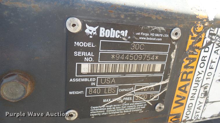 image for item DX9766 Bobcat 30C skid steer auger
