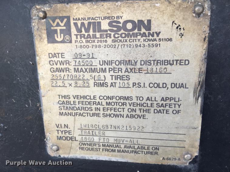 image for item EE9313 1992 Muv-All 4860FTD  double drop deck equipment trailer