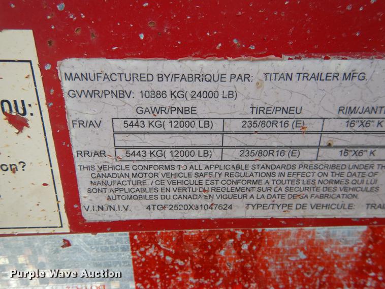 image for item K5755 2008 Titan equipment trailer