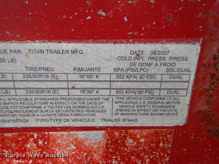 image for item K5755 2008 Titan equipment trailer