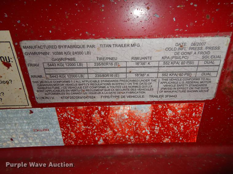 image for item K5755 2008 Titan equipment trailer