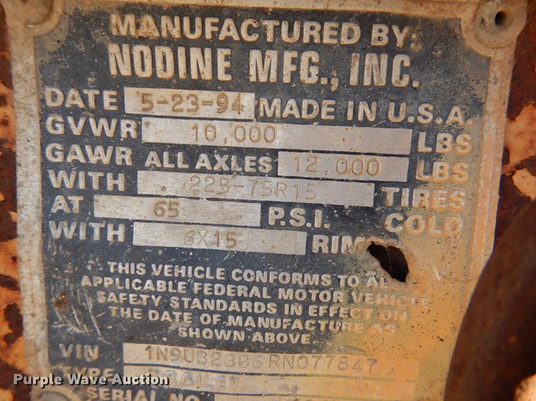 image for item K5798 1994 Nodine equipment trailer