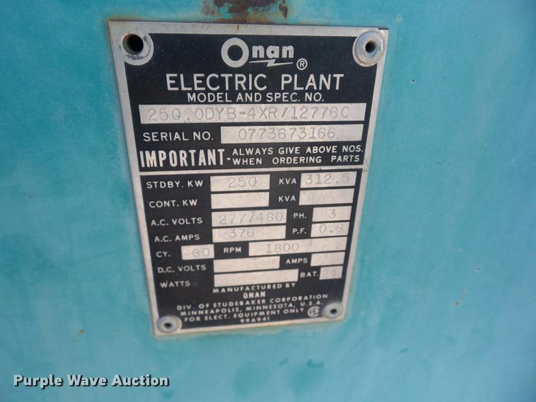 image for item K6319 Onan 250.0DYB-4XT/12776C generator