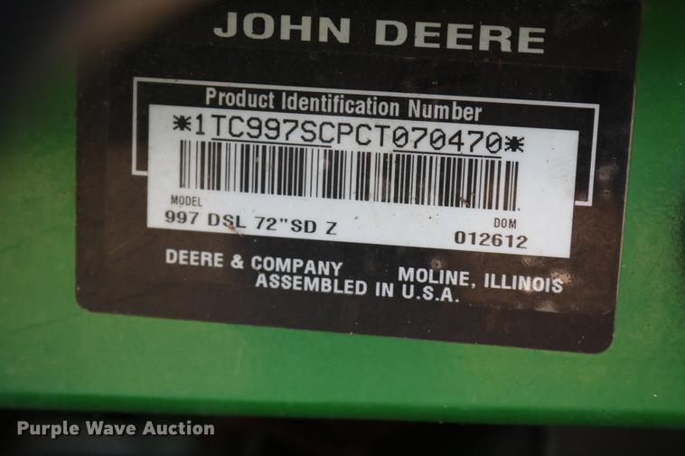 image for item AZ9327 2012 John Deere 997 ZTrak lawn mower