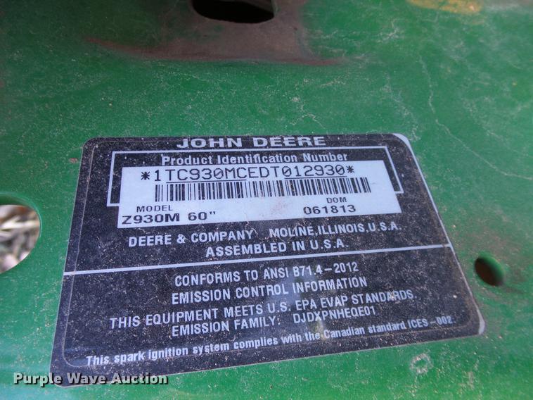 image for item AZ9347 2013 John Deere Z930M Z-Track lawn mower