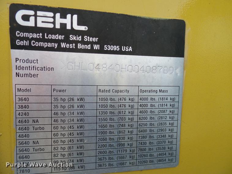 image for item DD1481 2005 Gehl 4840E skid steer
