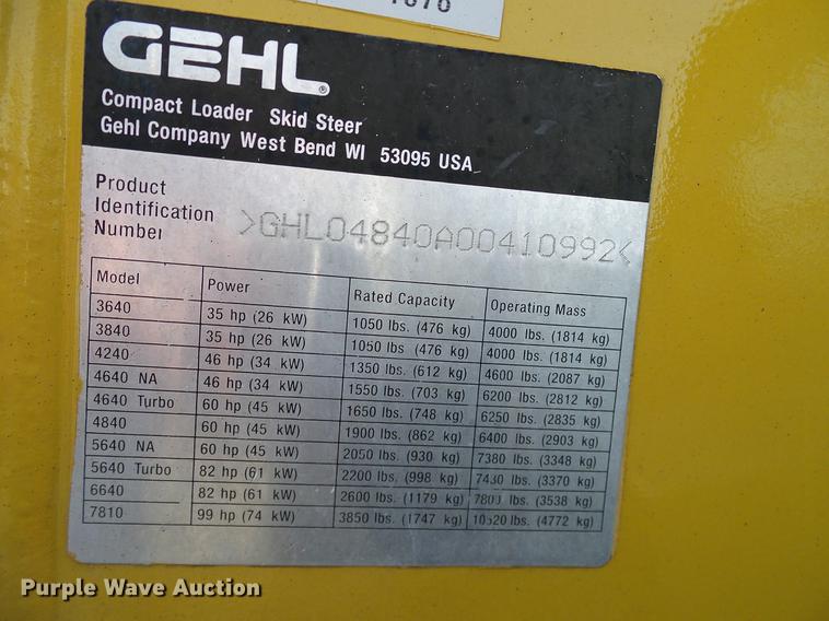 image for item DD1482 2008 Gehl 4840E skid steer
