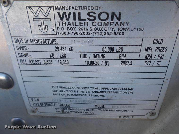 image for item BJ9925 2008 Wilson DWG-550WB live bottom trailer