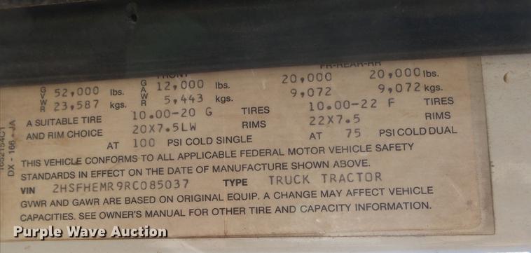 image for item DB7340 1994 International 9400 fertilizer tender truck