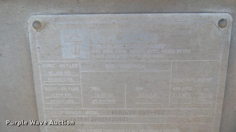 image for item DC1930 2002 Wilson DWH-400 double hopper bottom grain trailer