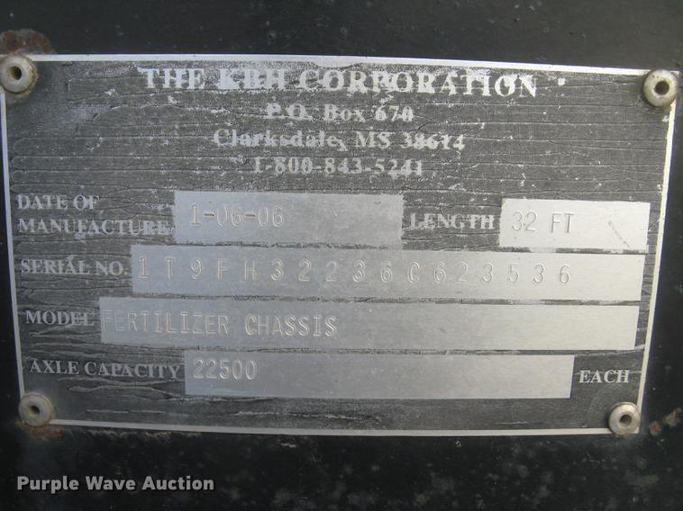 image for item DC2451 2006 KBH fertilizer tender trailer