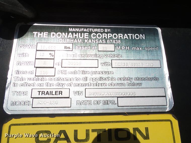 image for item DD1440 2009 Donahue EX6180 windrower trailer