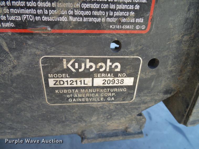 image for item AZ9251 Kubota ZD1211 lawn mower