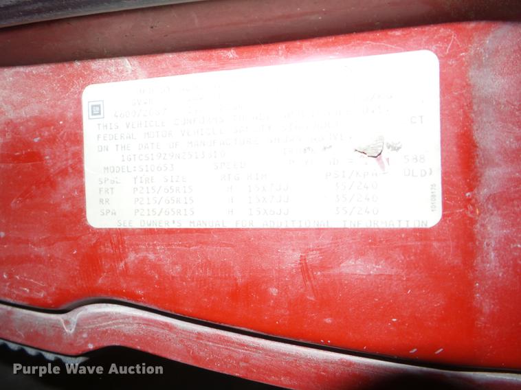 image for item BI9565 1992 GMC Sonoma Club Coupe pickup truck