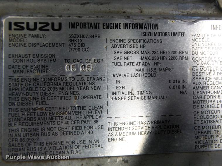 image for item CC9713 2005 Isuzu 6HK1X 7.8L six cylinder turbo diesel engine