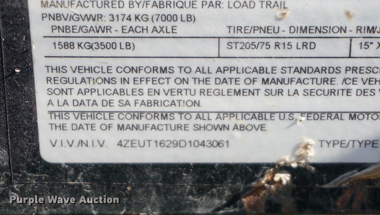 image for item DA1473 2013 Load Trail utility trailer