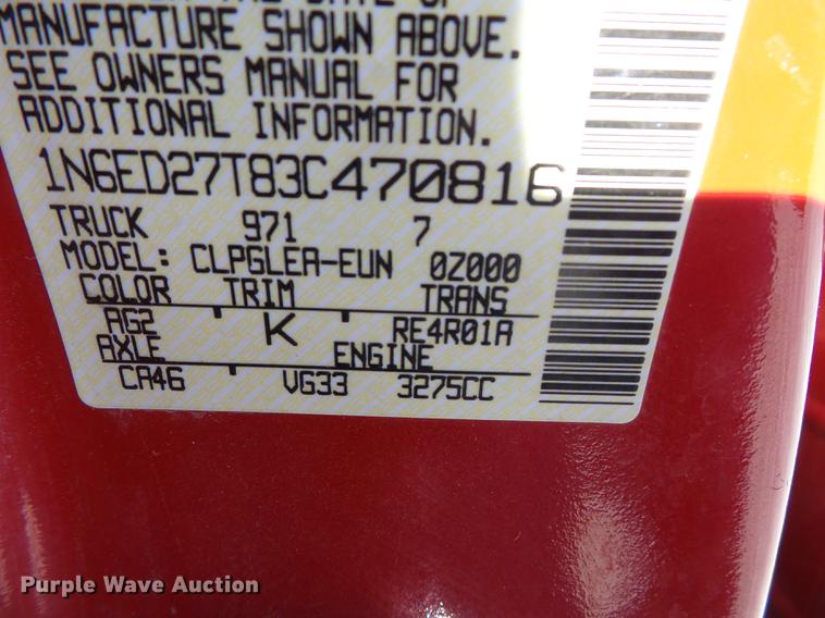 image for item DA2453 2003 Nissan Frontier Crew Cab pickup truck