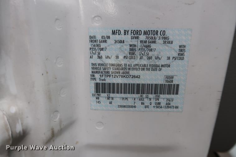 image for item DA8538 2008 Ford F150 pickup truck