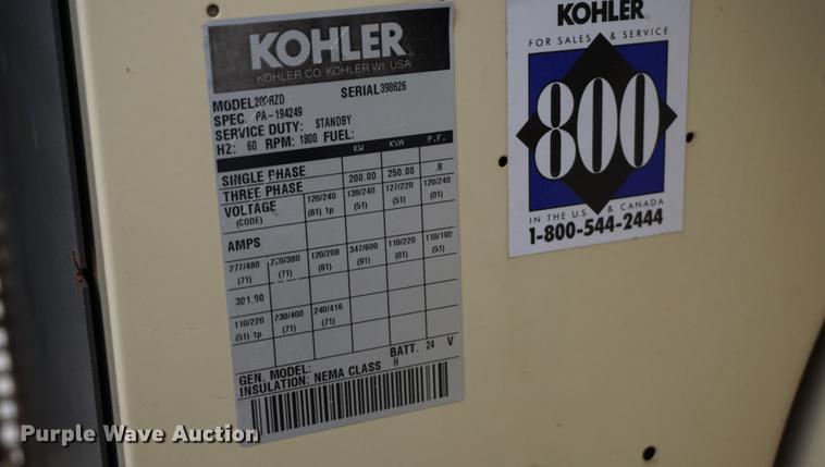 image for item DB0281 Kohler 200RZD generator