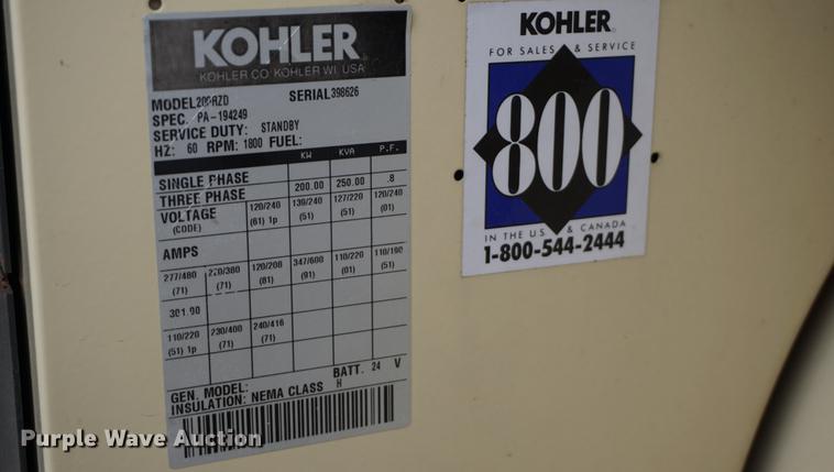 image for item DB0281 Kohler 200RZD generator