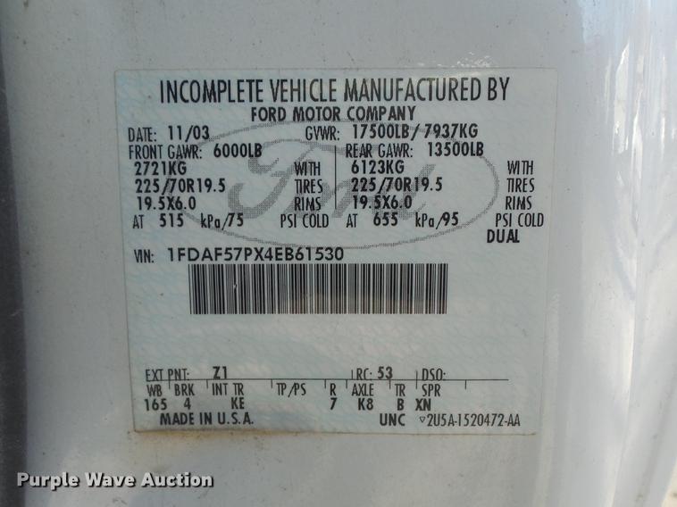 image for item DB6277 2004 Ford F550 Super Duty XL dump truck