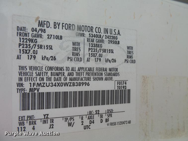 image for item DB8034 1998 Ford Explorer SUV