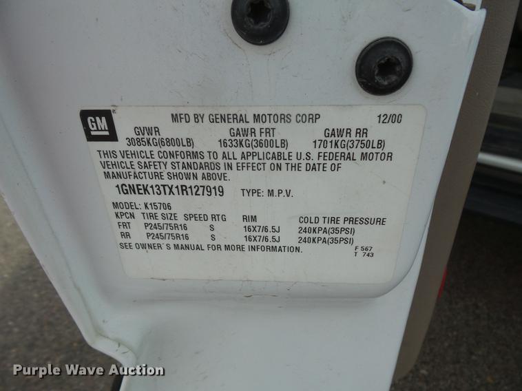 image for item DB8038 2001 Chevrolet Tahoe SUV